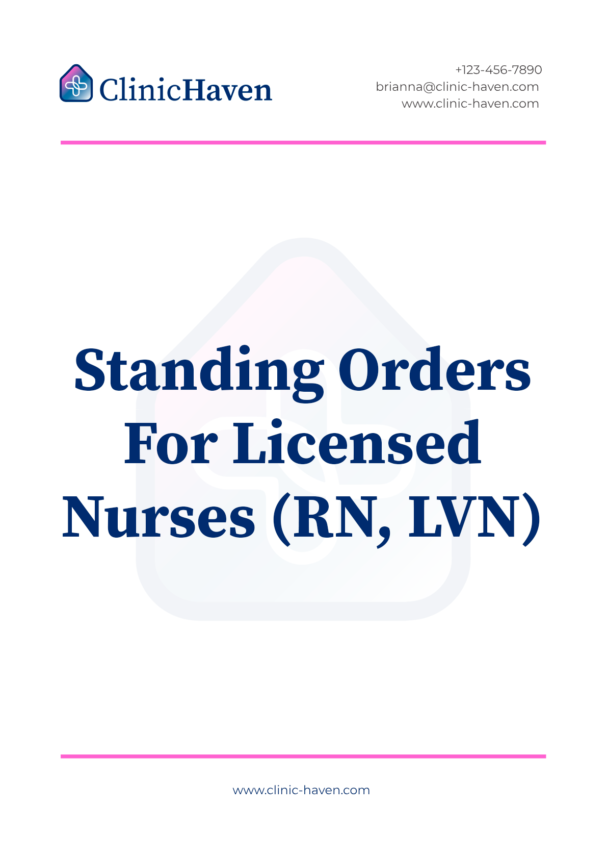 Standing Orders For Licensed Nurses (RN, LVN)