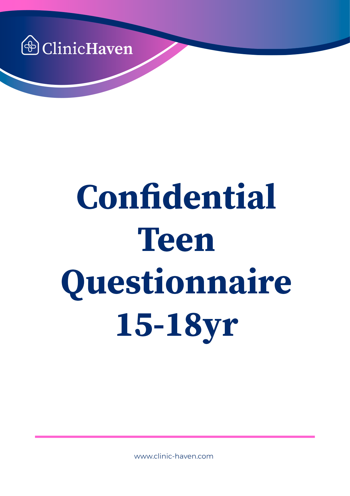 Confidential Teen Questionnaire 15-18yr